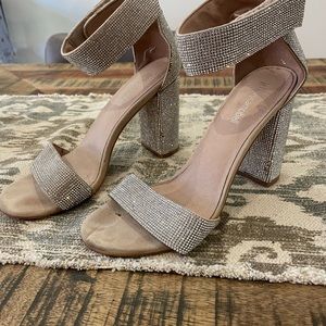 Sparkly silver block heels by Jeffrey Campbell - size 7